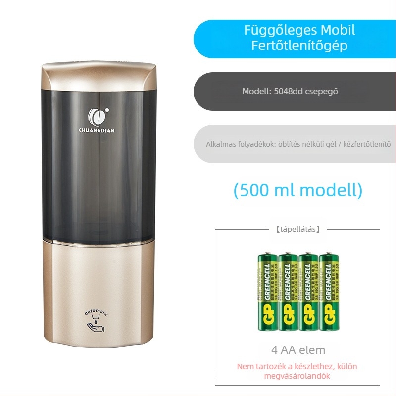 Automata szenzoros kézfertőtlenítő adagoló, falra szerelhető, ABS anyag, CE tanúsítvány, tömeg 420 g