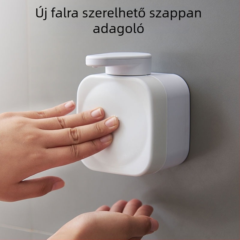 Műanyag falra szerelhető folyadékadagoló, nyomó típusú, fürdőszobához (szappan, sampon, tusfürdő, kézfertőtlenítő)