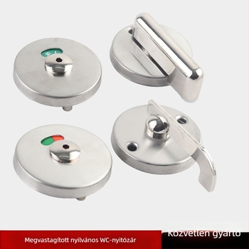 Nyilvános mosdó ajtózár, 304 rozsdamentes acél, kefével csiszolt felület, két részes készlet, indikátor foglalt/üres