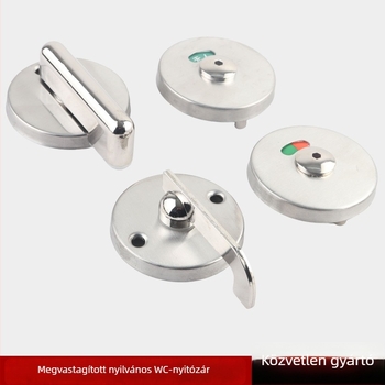 Nyilvános mosdó ajtózár, 304 rozsdamentes acél, kefével csiszolt felület, két részes készlet, indikátor foglalt/üres