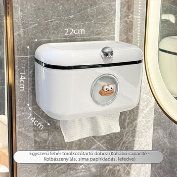 Fali WC-papírtartó fúrás nélkül, vízálló fürdőszobai szervező, multifunkcionális arc-törölközők tároló, modern minimalista stílus