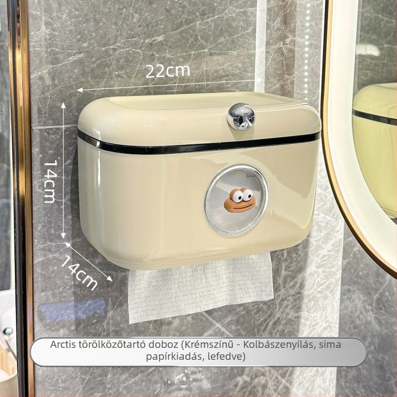 Fali WC-papírtartó fúrás nélkül, vízálló fürdőszobai szervező, multifunkcionális arc-törölközők tároló, modern minimalista stílus