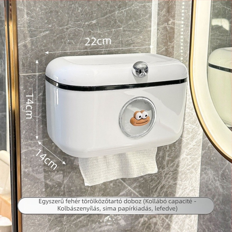 Fali WC-papírtartó fúrás nélkül, vízálló fürdőszobai szervező, multifunkcionális arc-törölközők tároló, modern minimalista stílus