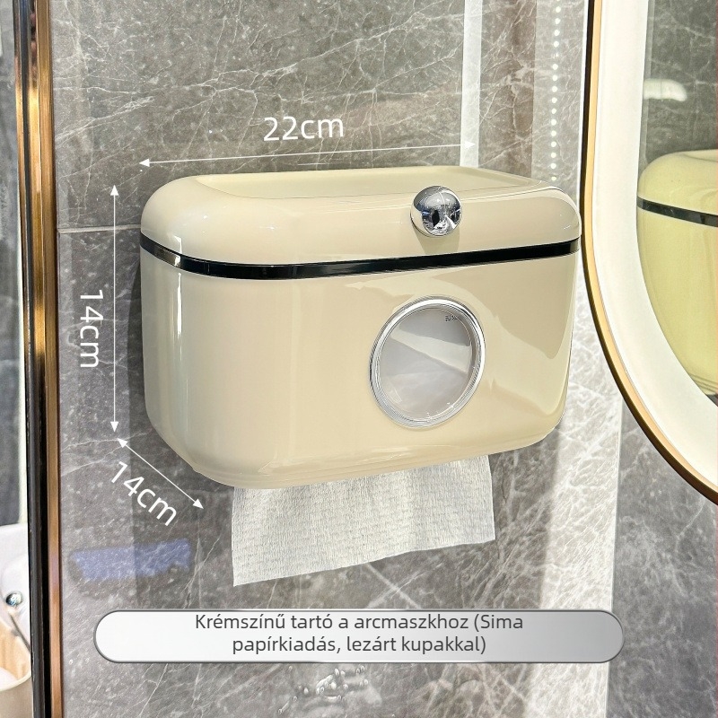 Fali WC-papírtartó fúrás nélkül, vízálló fürdőszobai szervező, multifunkcionális arc-törölközők tároló, modern minimalista stílus