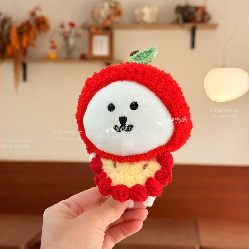 DIY bábához való kiegészítő – alma mintázat, korall fleece, kézzel kötve, aranyos stílus, 2025 őszi megjelenés