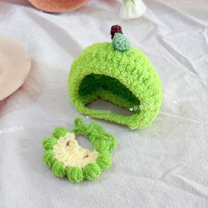DIY bábához való kiegészítő – alma mintázat, korall fleece, kézzel kötve, aranyos stílus, 2025 őszi megjelenés