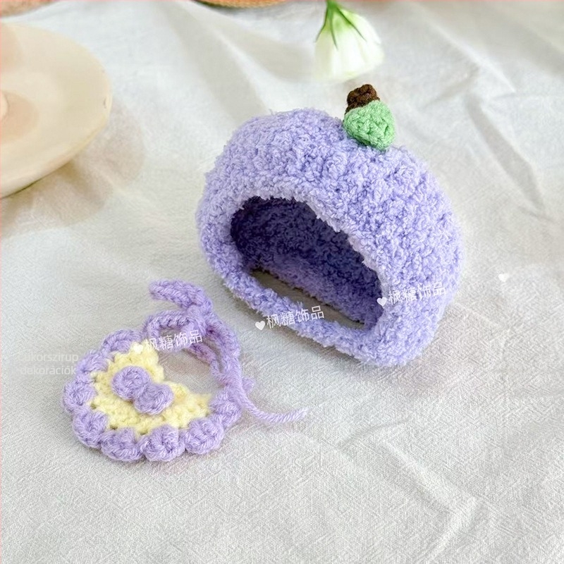 DIY bábához való kiegészítő – alma mintázat, korall fleece, kézzel kötve, aranyos stílus, 2025 őszi megjelenés