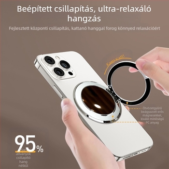 Összecsukható telefon-tartó mágneses szívóval, adhezív rögzítés, rezgésmentesítés, fém+ műanyag konstrukció, testreszabható, autóhoz, asztalhoz és otthonra