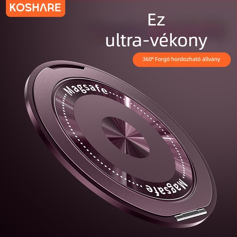 Összecsukható telefon-tartó mágneses szívóval, adhezív rögzítés, rezgésmentesítés, fém+ műanyag konstrukció, testreszabható, autóhoz, asztalhoz és otthonra