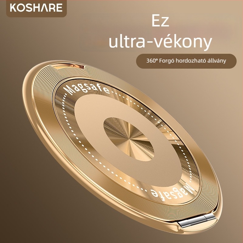 Összecsukható telefon-tartó mágneses szívóval, adhezív rögzítés, rezgésmentesítés, fém+ műanyag konstrukció, testreszabható, autóhoz, asztalhoz és otthonra