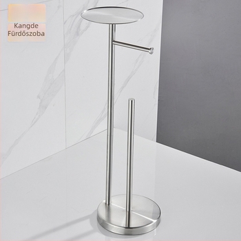 Padlón álló WC-papírtartó rozsdamentes acélból 304 – fényes felület, modern minimalist dizájn, fúrás nélküli szerelés