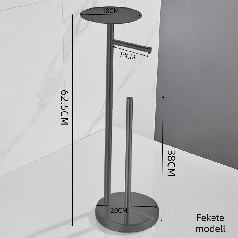 Padlón álló WC-papírtartó rozsdamentes acélból 304 – fényes felület, modern minimalist dizájn, fúrás nélküli szerelés