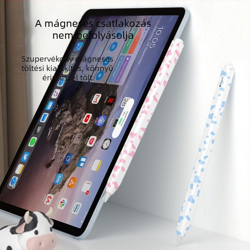 Silikonból készült védőtok Apple Pencil 2-höz, tehenmintás dizájnal — ütésálló, kopásálló és leesés elleni védelem