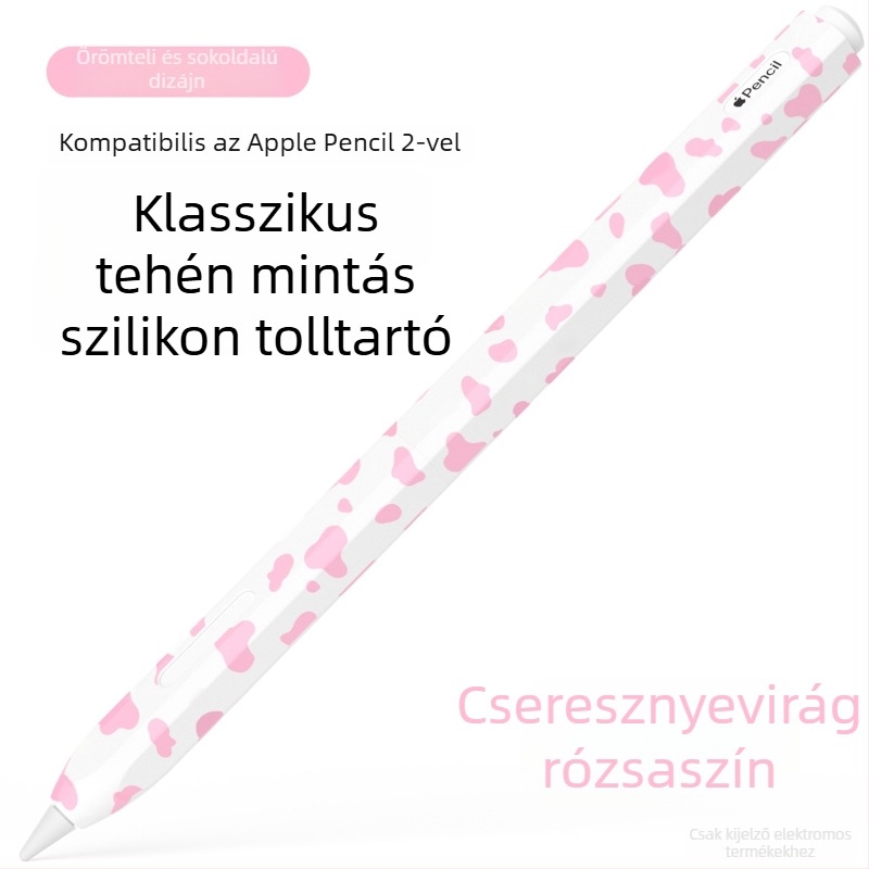 Silikonból készült védőtok Apple Pencil 2-höz, tehenmintás dizájnal — ütésálló, kopásálló és leesés elleni védelem