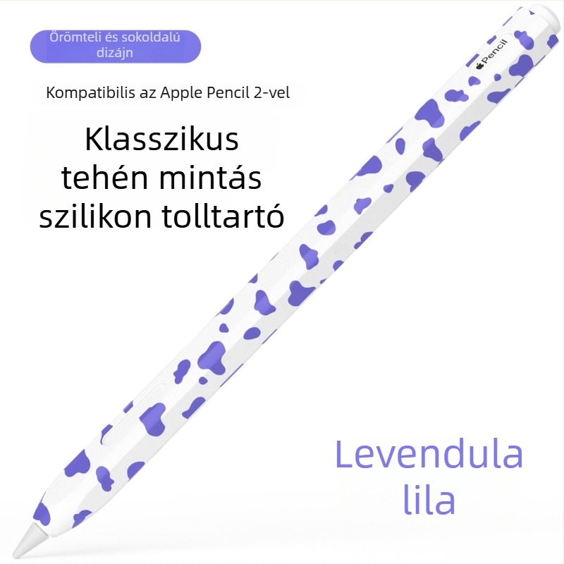 Silikonból készült védőtok Apple Pencil 2-höz, tehenmintás dizájnal — ütésálló, kopásálló és leesés elleni védelem