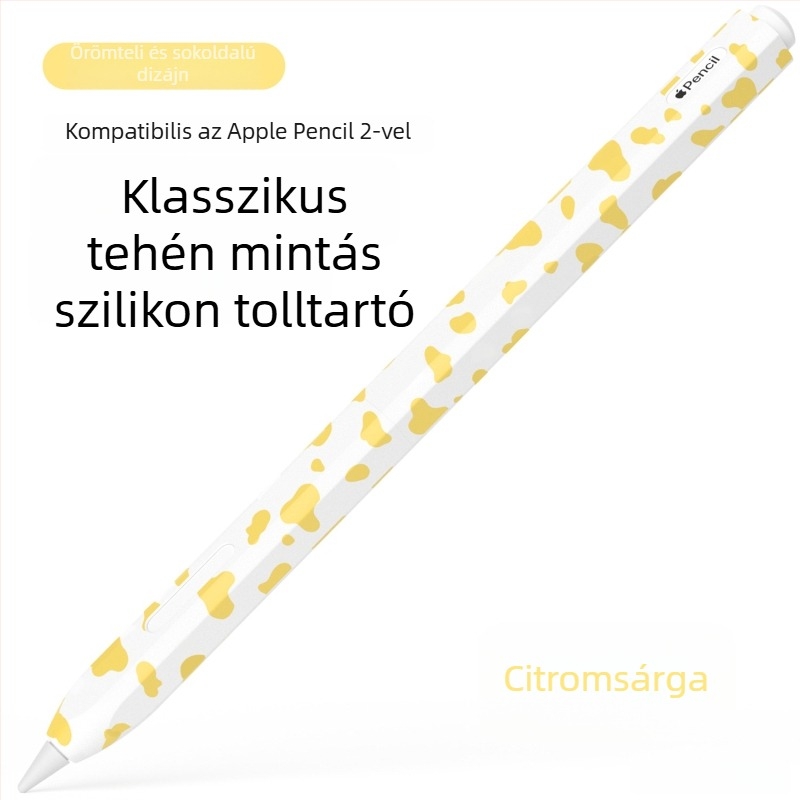 Silikonból készült védőtok Apple Pencil 2-höz, tehenmintás dizájnal — ütésálló, kopásálló és leesés elleni védelem