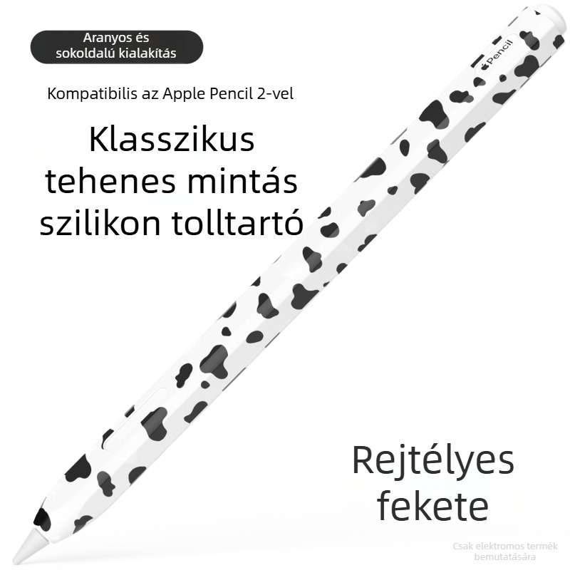 Silikonból készült védőtok Apple Pencil 2-höz, tehenmintás dizájnal — ütésálló, kopásálló és leesés elleni védelem