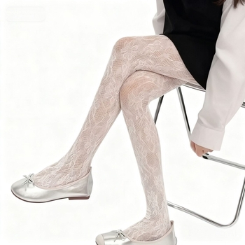 Nylon virágos csipkés hálós harisnya, magas elasztikusság, enyhe nyomás, pantyhose-stílus