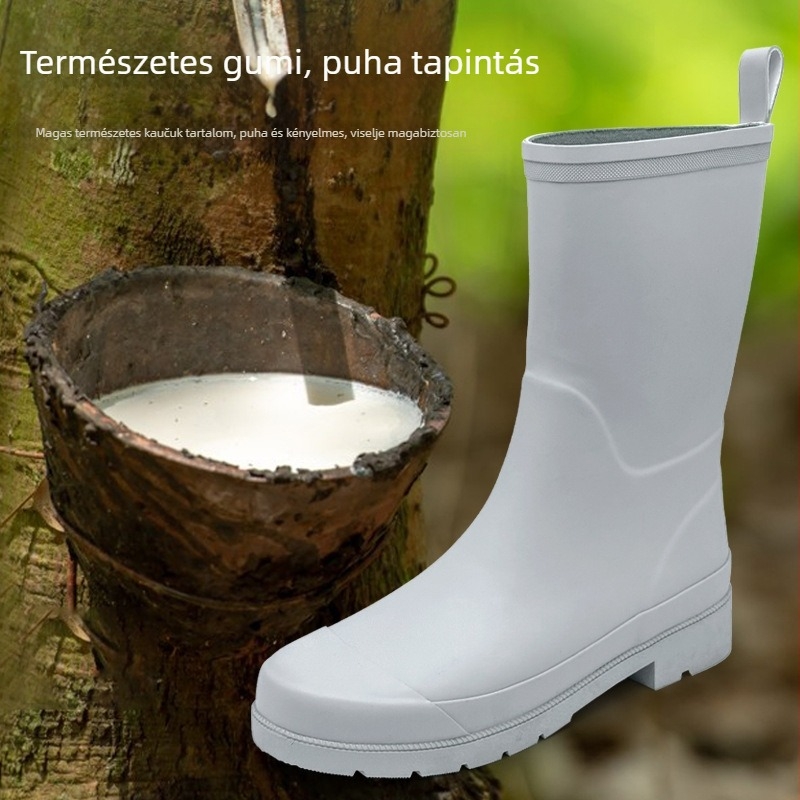 Női gumicsizmák esővédő, középmagas szárú, csúszásmentes és kopásálló, alacsony sarka 1–3 cm, mind a négy évszakra