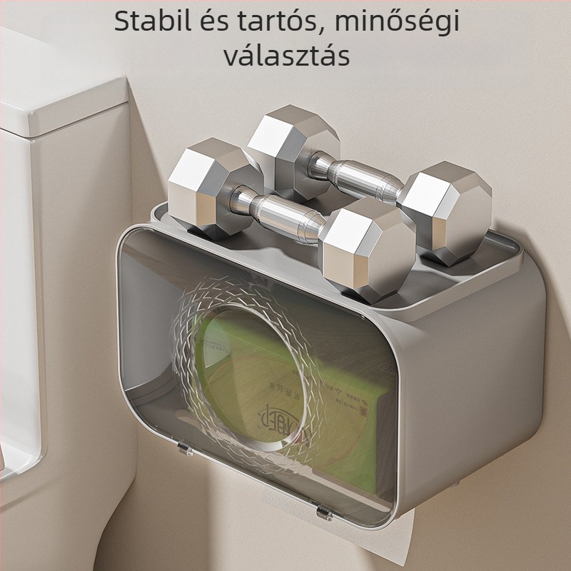 Juzhou Falra szerelt papírzsebkendő tartó – fúrás nélkül, műanyagból, fürdőszobai használatra, vízálló és multifunkcionális