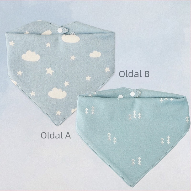 Bébi háromszög alakú bavéta, rajzfilm mintával, 95% feletti pamutból, vízálló, 0–1 éveseknek