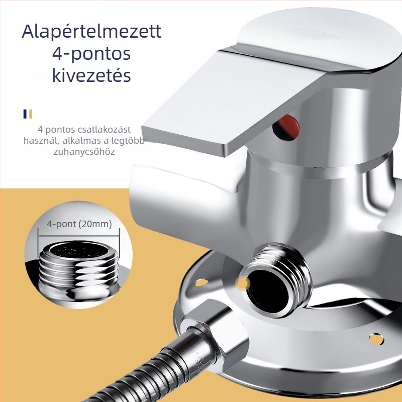 Zuhanyzó keverő szelep, réz test, kerámia korongos szelep, modell MZLY-01, DN15 csatlakozók, 0-99°C működési hőmérséklet