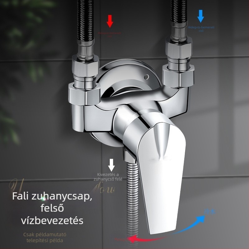 Zuhanyzó keverő szelep, réz test, kerámia korongos szelep, modell MZLY-01, DN15 csatlakozók, 0-99°C működési hőmérséklet