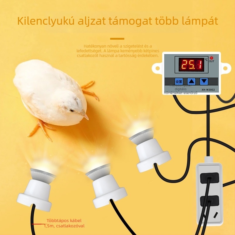 Csirke nevelő lámpa automata termosztáttal, állandó hőmérséklettel tenyésztő dobozban