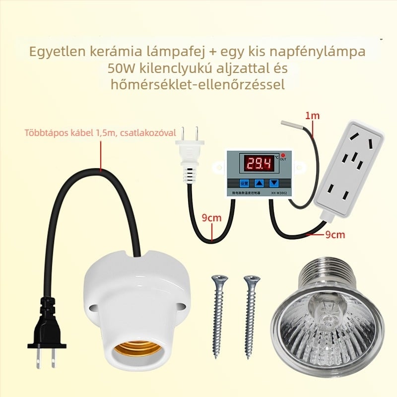 Csirke nevelő lámpa automata termosztáttal, állandó hőmérséklettel tenyésztő dobozban