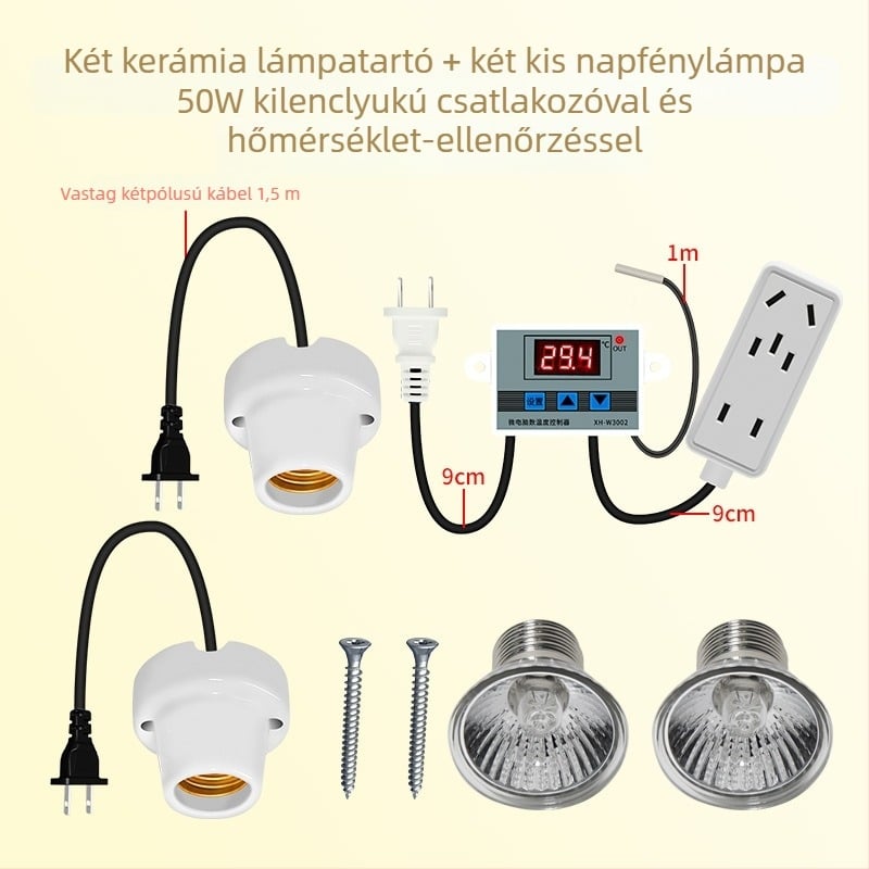 Csirke nevelő lámpa automata termosztáttal, állandó hőmérséklettel tenyésztő dobozban