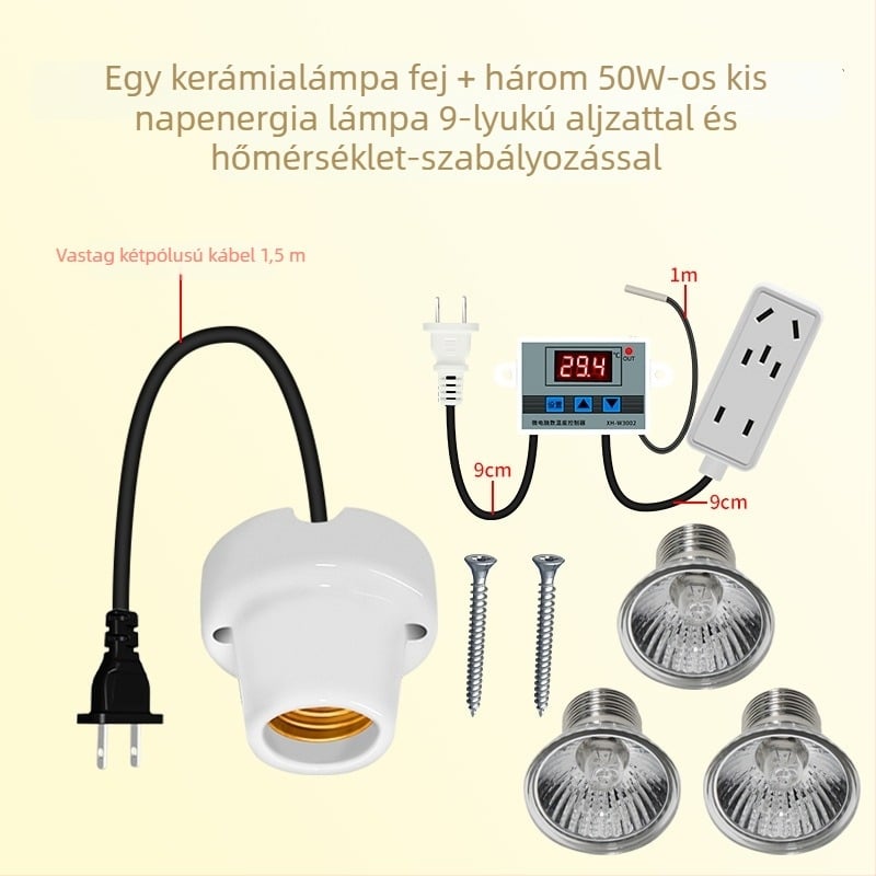 Csirke nevelő lámpa automata termosztáttal, állandó hőmérséklettel tenyésztő dobozban