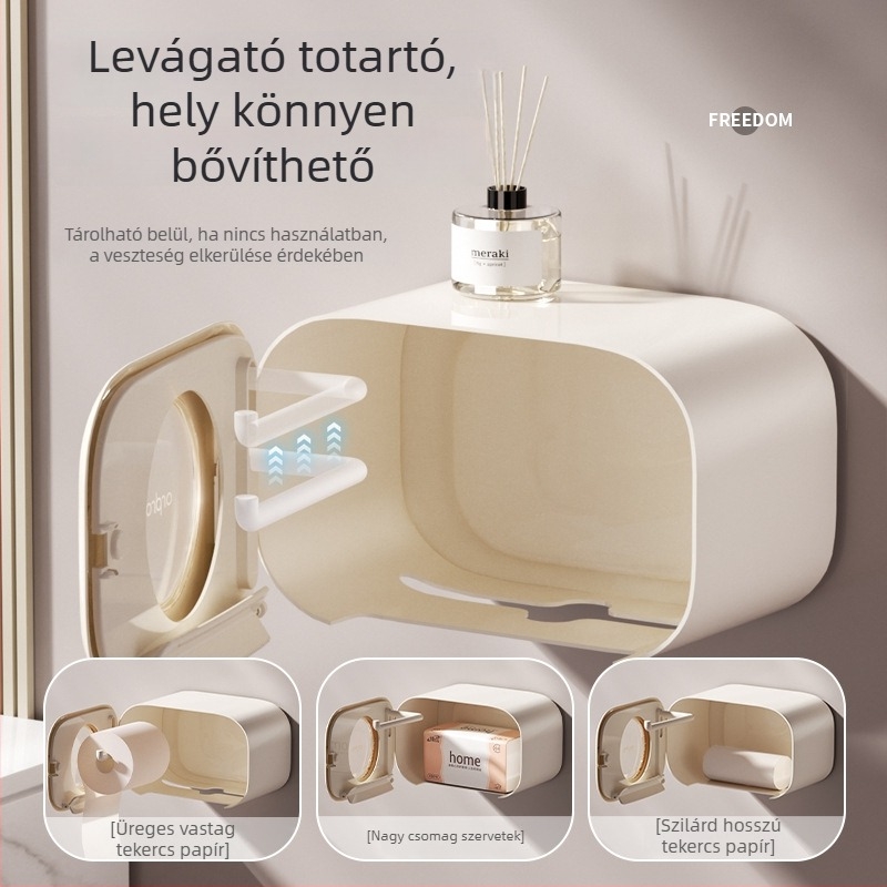 Fali toalettpapír-doboz és arc törölköző tároló, ovális alakú műanyag, modern minimalista stílus