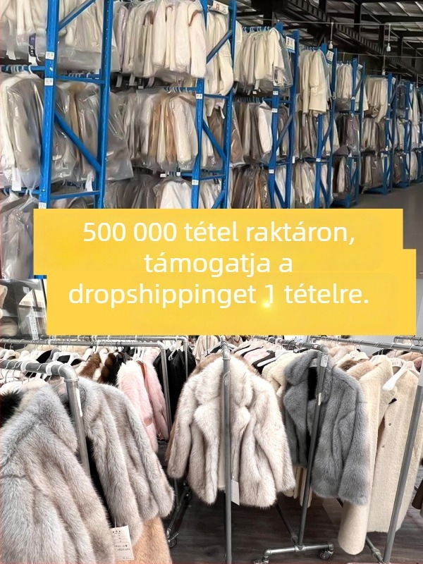 Mesterséges rókaszőr kabát – elegáns brit stílus, hosszú ujjú, V-nyakú, poliészter szőrme anyag, téli 2025