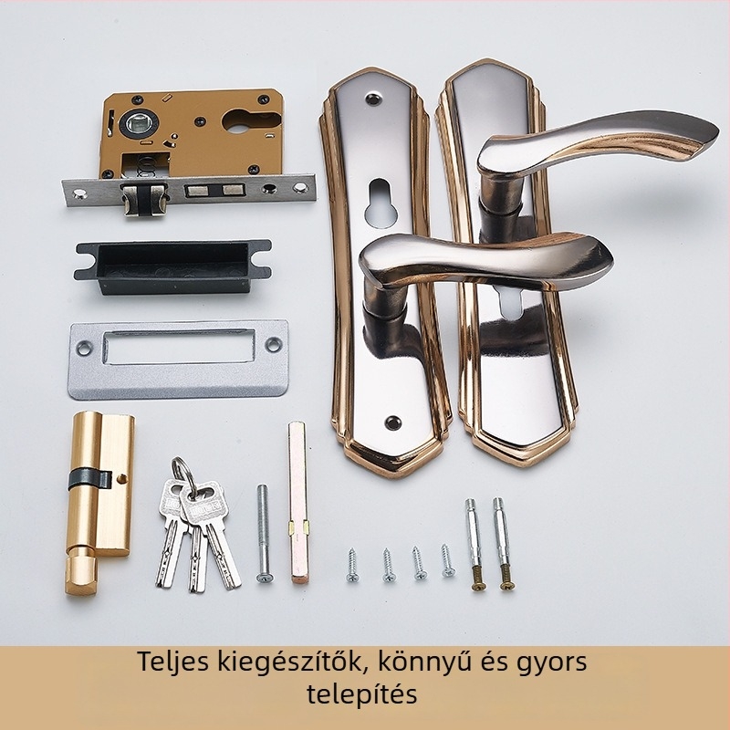 Hálószoba ajtó zárfogantyú, vasból készült, modern minimalist stílus (Modell: T201_, Alkalmazás: Hálószoba ajtó, Anyag: Vas)
