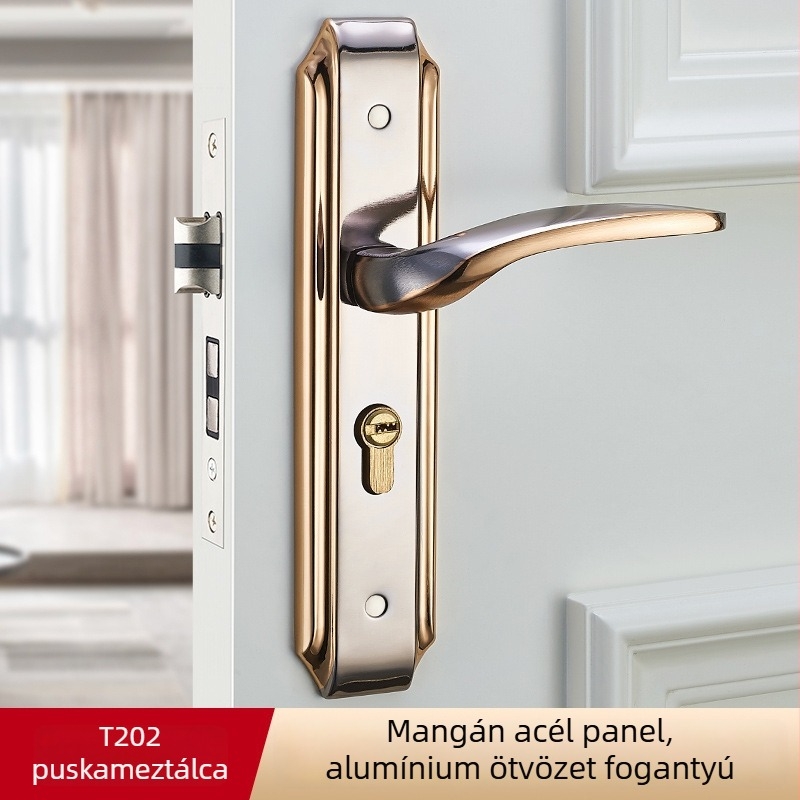 Hálószoba ajtó zárfogantyú, vasból készült, modern minimalist stílus (Modell: T201_, Alkalmazás: Hálószoba ajtó, Anyag: Vas)