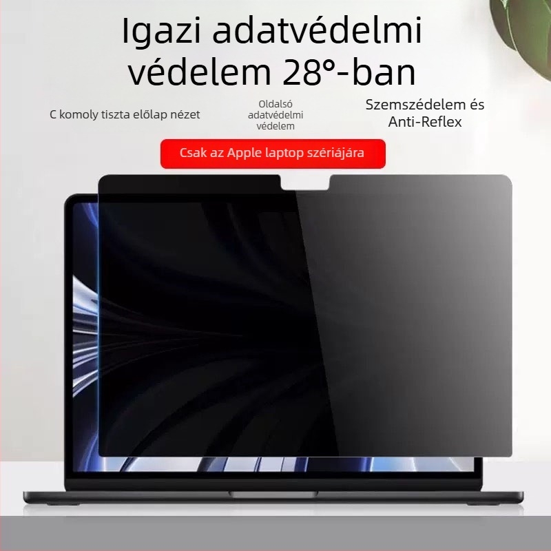 MacBook Air magánéletvédelmi kijelzőfilm, teljes ragasztású, 360°-os négy oldalról véd, PET háromrétegű szerkezet