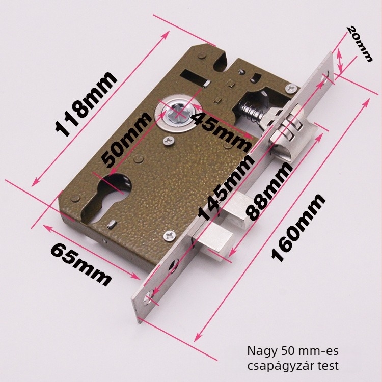 Belső ajtó zártest, modell Small 50 bearing, vasból készült kivitel, 180 g