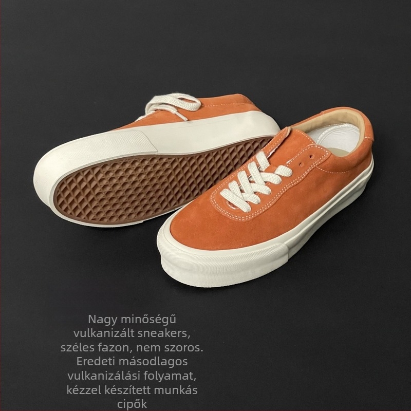 Bőr felső részű sneaker, alacsony profil, fűzőkkel, uniszex — vulkanizált gumitalp
