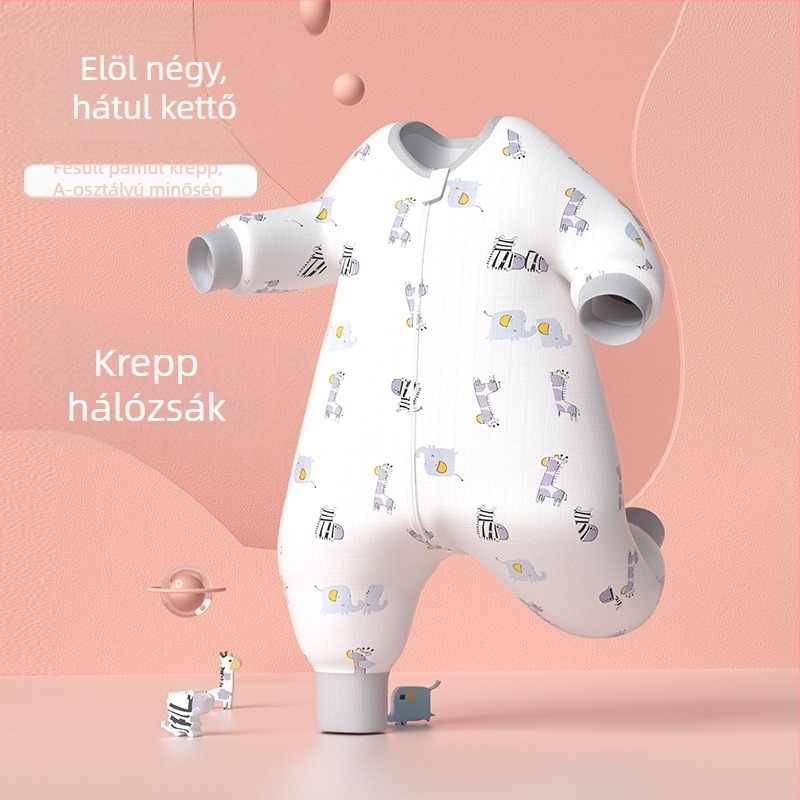 Külön lábú babaszundár, tavasz–nyár tiszta pamut géz anyagból, rajzfilm minta