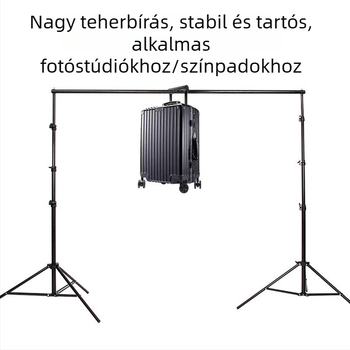 Fényképező hátteretartó állvány vastag keresztgerendával, állítható magasság 2,8 m-ig, hátteret fel lehet akasztani, zöld