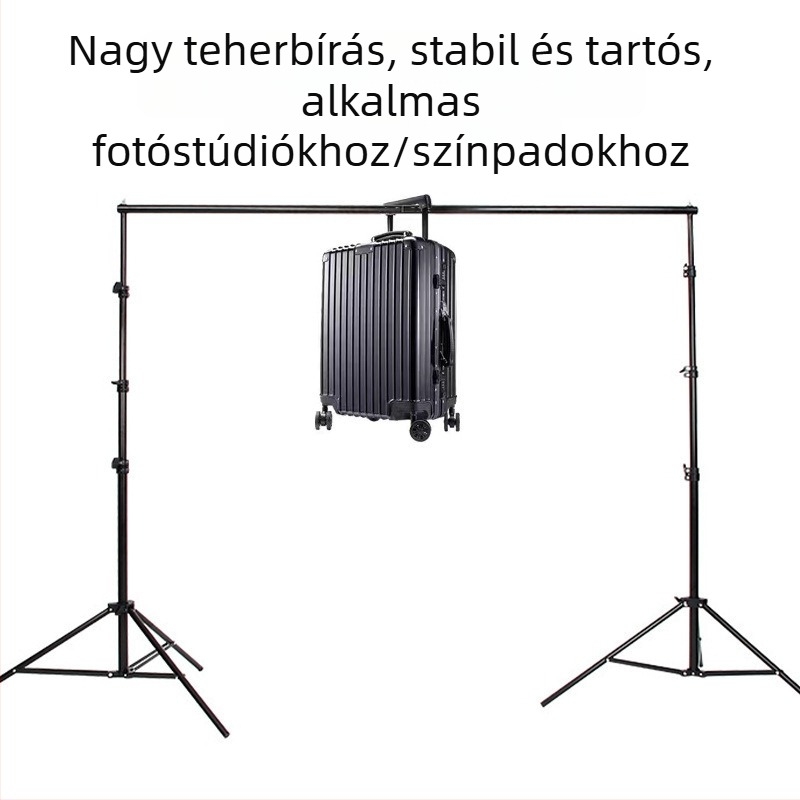 Fényképező hátteretartó állvány vastag keresztgerendával, állítható magasság 2,8 m-ig, hátteret fel lehet akasztani, zöld