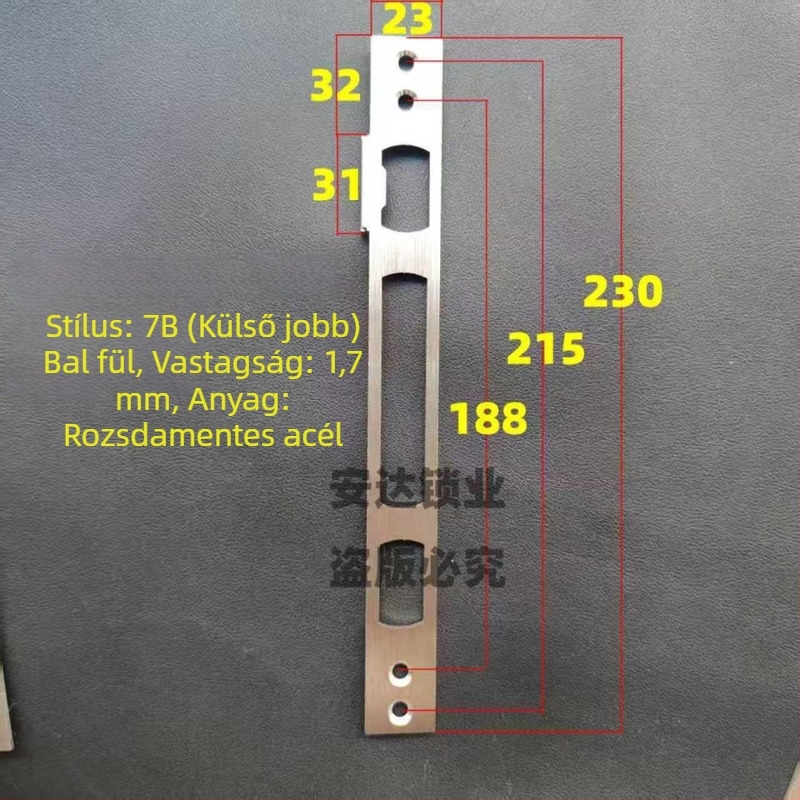 Zártest — rozsdamentes acél, 52 g, alkalmas biztonsági ajtókhoz és nem szabvány ajtókhoz (réz és rozsdamentes acél ajtók), modern stílus