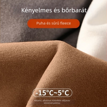 Férfi hosszú ujjú póló fleece belsővel és magas gallérral, téli alapvető szabás, slim-fit