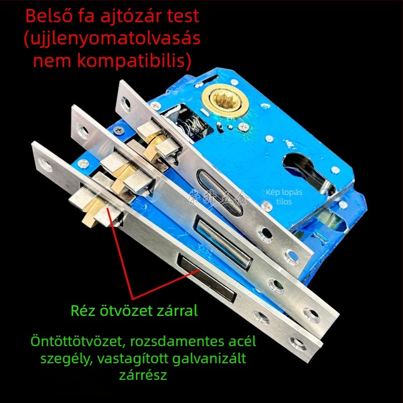 Beltéri ajtó fogantyúzár test | anyagok: rozsdamentes acél, vas, réz | beltéri használat | modern minimalista stílus | kulcsos zár