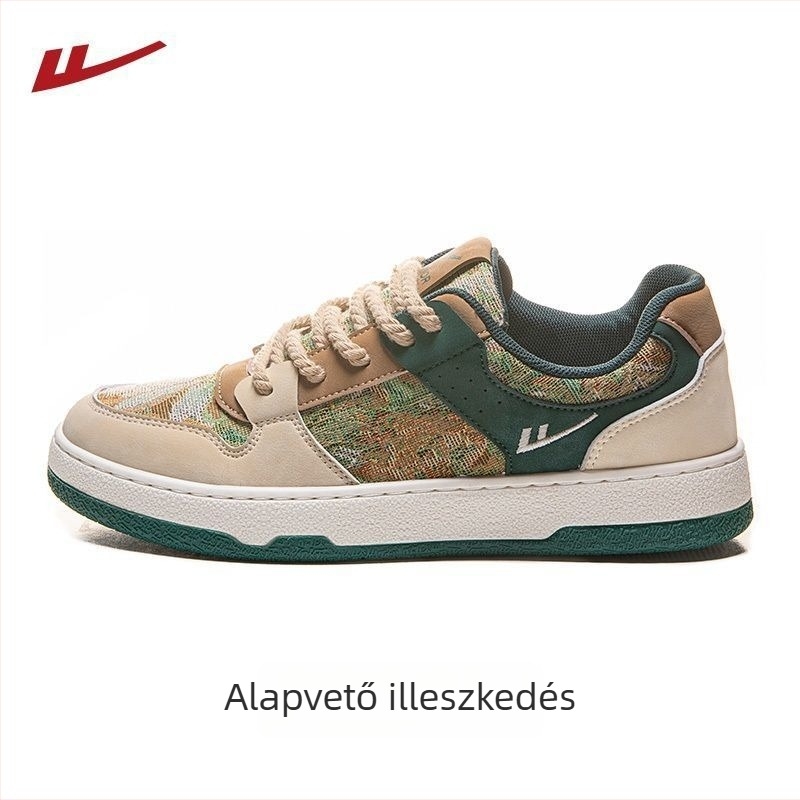 Férfi skateboard cipő - PU felsőrész, retro stílus, fűzőzés, pamut belső talp