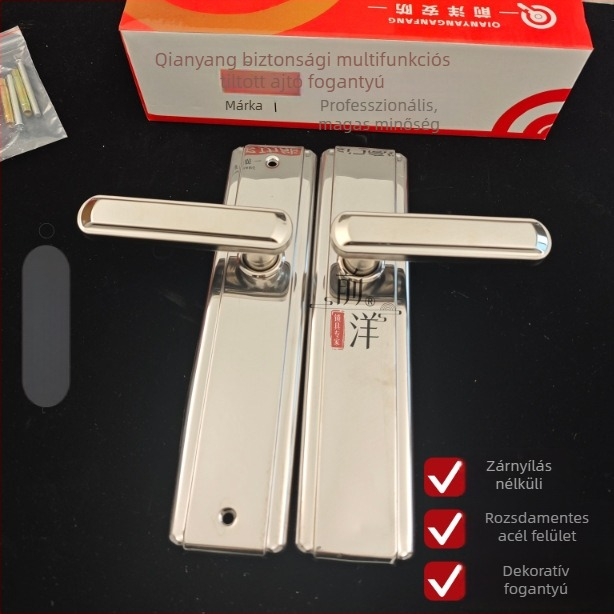 Rozsdamentes acél ajtókilincs, biztonsági zár, modell XJM01, modern minimalista stílus