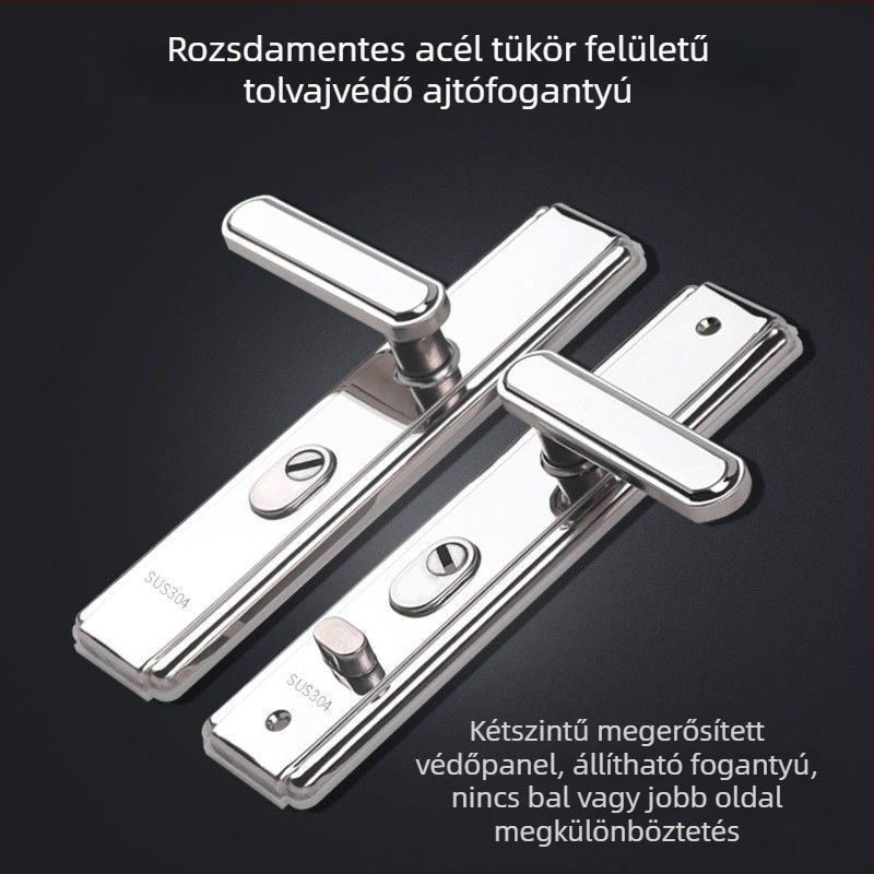 Rozsdamentes acél ajtókilincs, biztonsági zár, modell XJM01, modern minimalista stílus