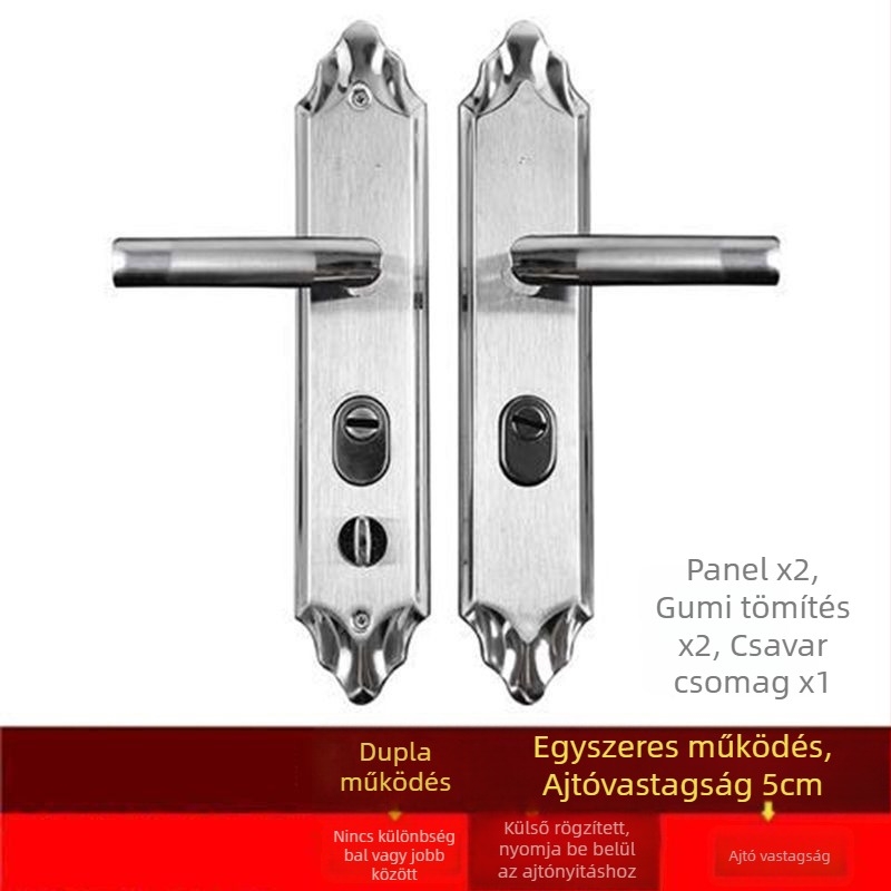 Bejárati ajtóhoz tervezett betörés elleni zár, rozsdamentes acél, Classic Pointed modell, modern egyszerű stílus
