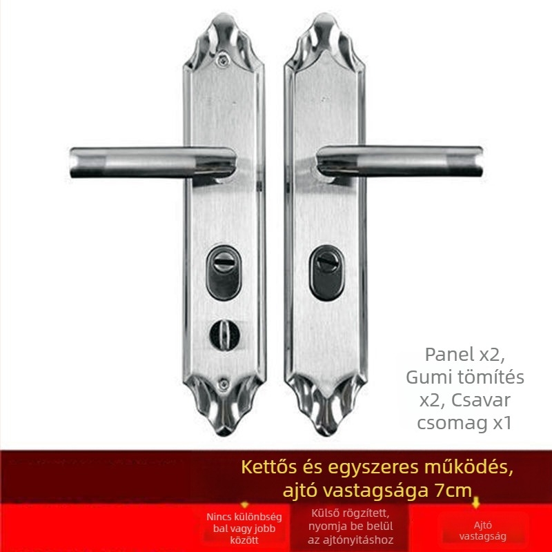 Bejárati ajtóhoz tervezett betörés elleni zár, rozsdamentes acél, Classic Pointed modell, modern egyszerű stílus