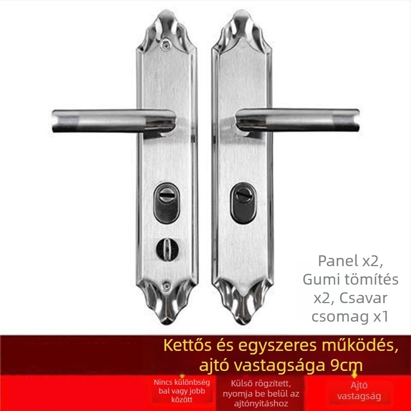 Bejárati ajtóhoz tervezett betörés elleni zár, rozsdamentes acél, Classic Pointed modell, modern egyszerű stílus